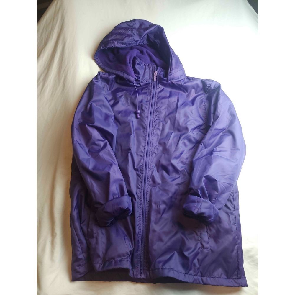 Totes Jacket Womens Small Purple Fleece Lined Windbreaker Rain Coat Hooded
